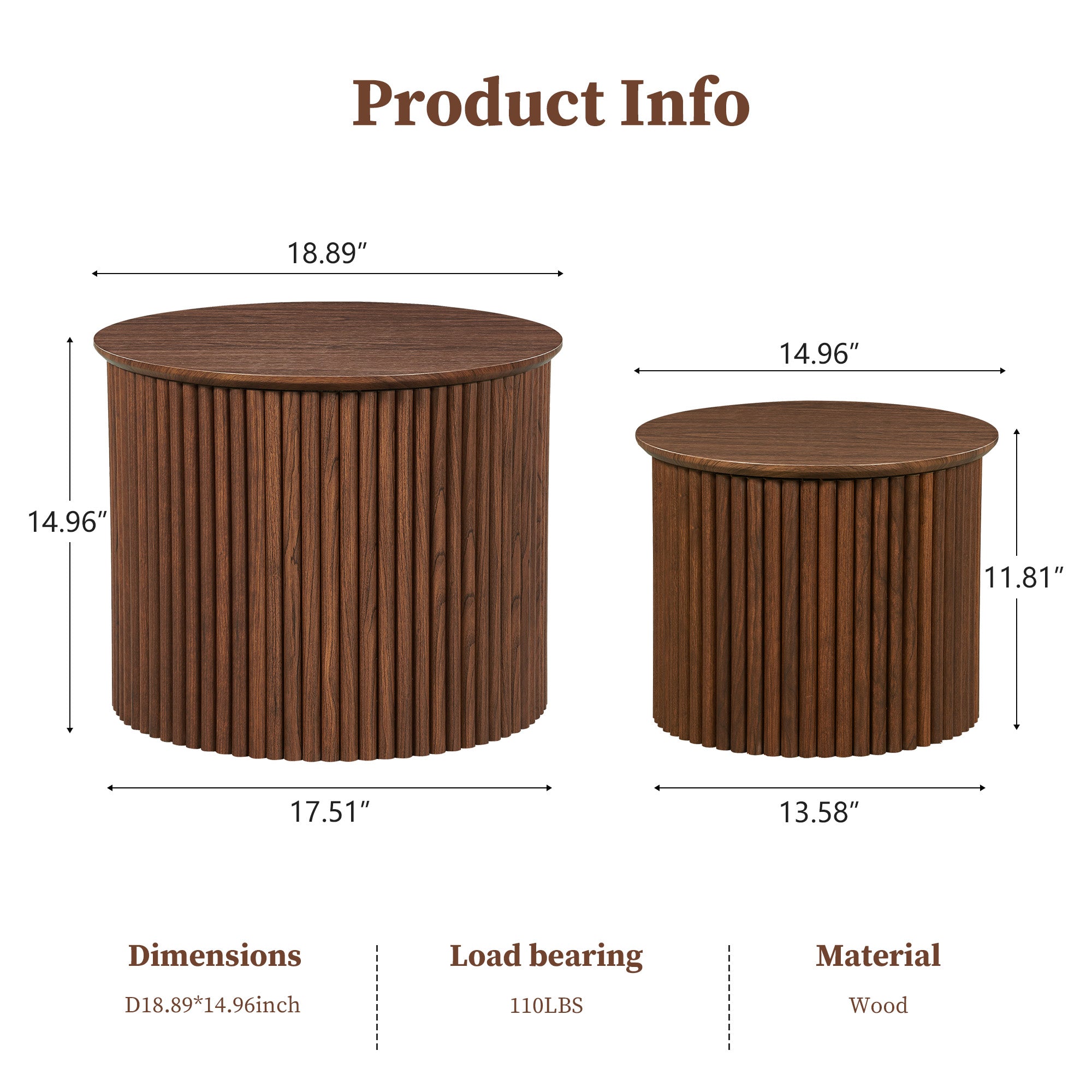 Wirrytor Rattan Round Coffee Table with 2-Tier Wood Storage