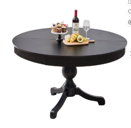 Wirrytor 47 ' Round Circle Wooden Pedestal Dining Table, with Round Tabletop & Curved Trestle Legs in Antiqued Brown Finish, Place Dining Table, Bistro