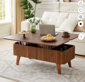 Wirrytor 3 in 1 Lift Top Coffee Table with Storage, Center Table with Hidden Compartments for Living Room, Coffee Table for Living Room, Nature