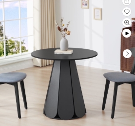 Wirrytor 47 ' Round Circle Wooden Pedestal Dining Table, with Round Tabletop & Curved Trestle Legs in Antiqued Brown Finish, Place Dining Table, Bistro