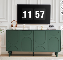 Wirrytor Mid Century Modern Sideboard Buffet Cabinet with Fluted Doors, Small Farmhouse Credenza with Adjustable Shelves Modular Storage Cabinets for Dining Room, Living Room