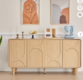 Wirrytor Mid Century Modern Sideboard Buffet Cabinet with Fluted Doors, Small Farmhouse Credenza with Adjustable Shelves Modular Storage Cabinets for Dining Room, Living Room