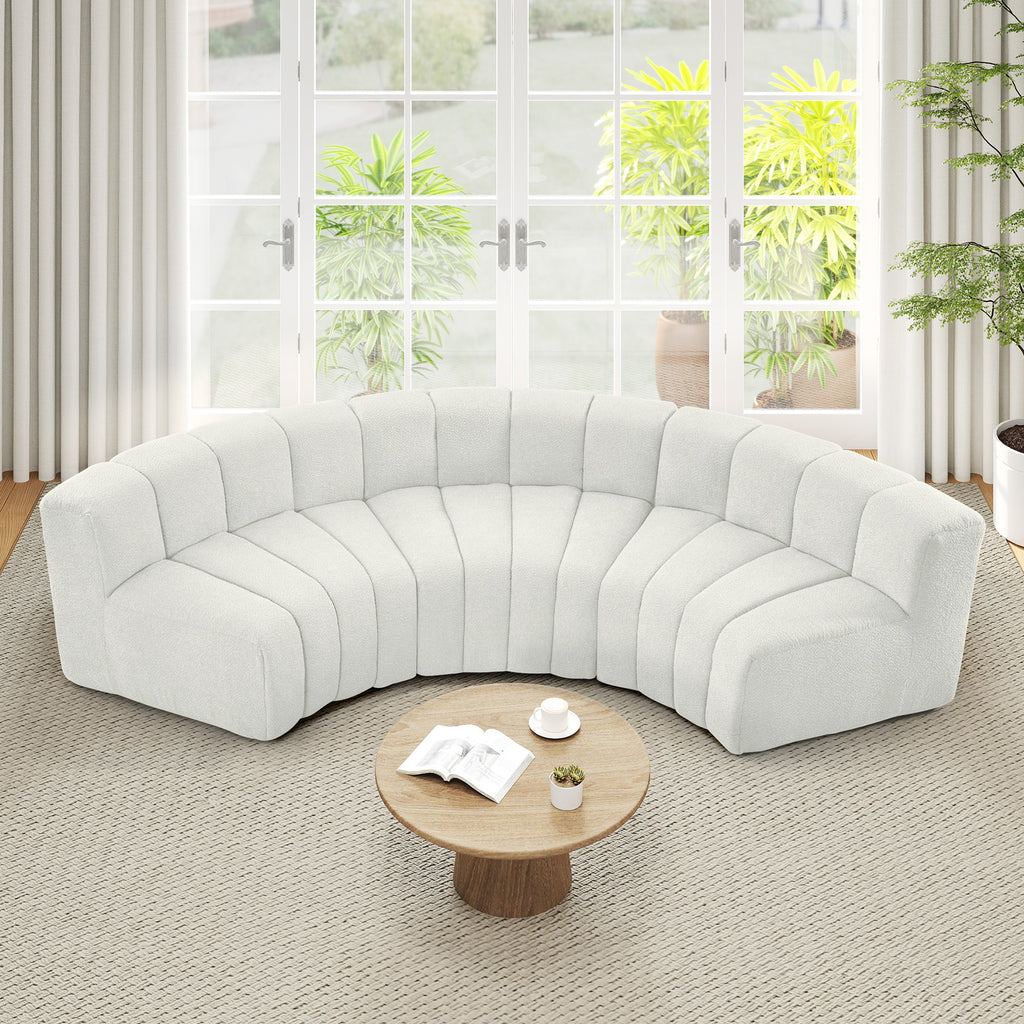 Wirrytorl Sofa, Couch Set, Velvet Modular Sectionals, Curved 3 Seater Cloud Sofa with for Living Room (White)
