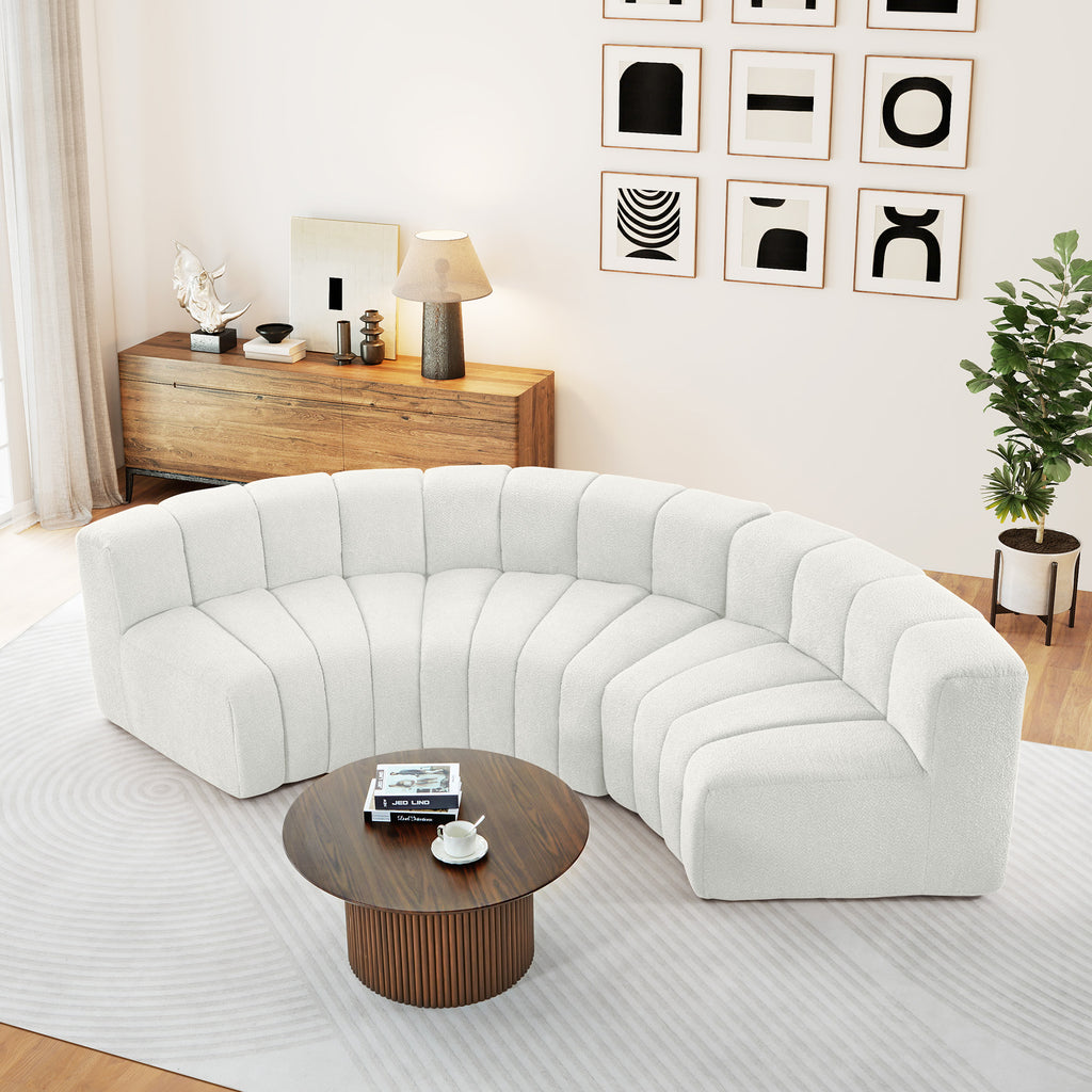Wirrytorl Sofa, Couch Set, Velvet Modular Sectionals, Curved 3 Seater Cloud Sofa with for Living Room (White)