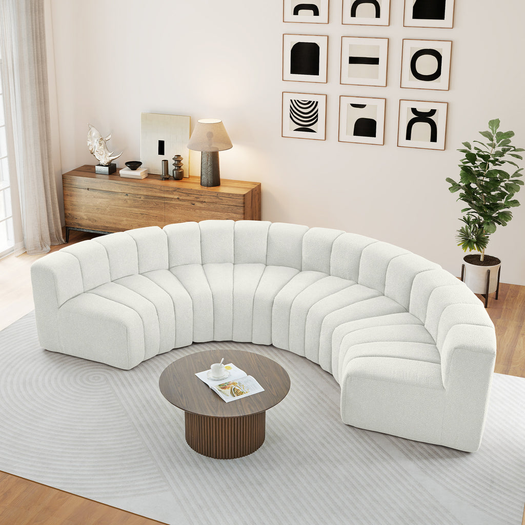 Wirrytorl Sofa, Couch Set, Velvet Modular Sectionals, Curved 3 Seater Cloud Sofa with for Living Room (White)