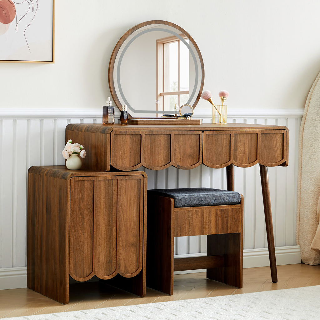 Wirrytor Farmhouse Vanity Desks with Light Mirrors