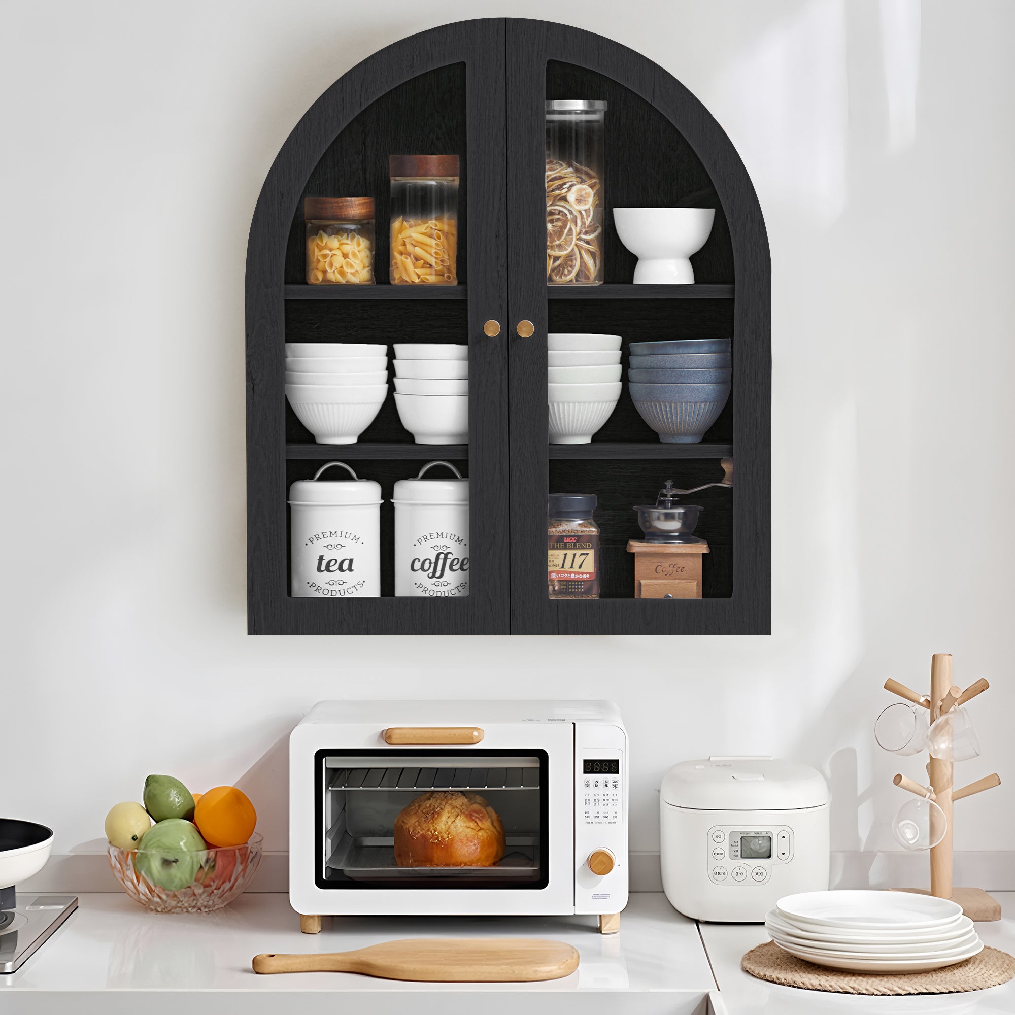 Wirrytor Arched Wall Cabinet with Glass Door