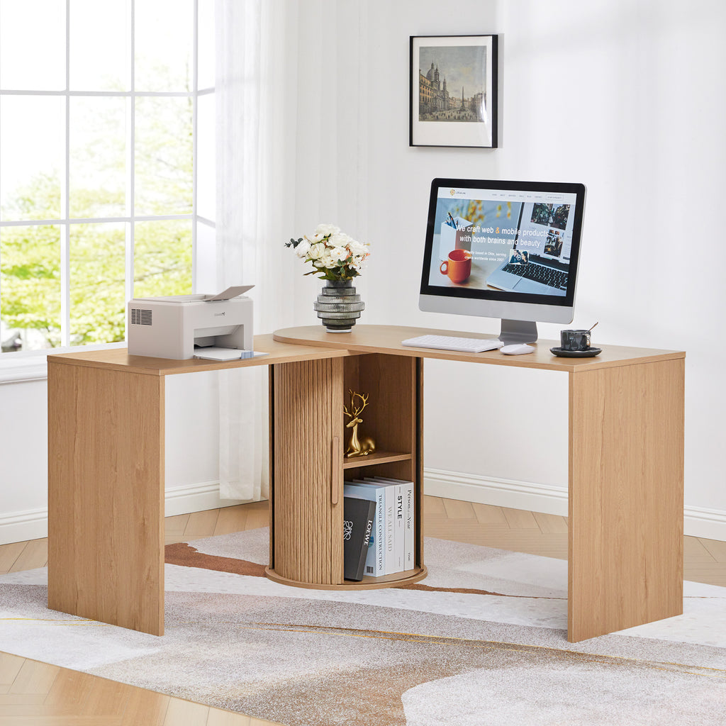 Wirrytor L Shaped Desk Corner Office Desk Computer Desk with Storage Cabinet