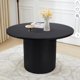 Wirrytor 47 ' Round Circle Wooden Pedestal Dining Table, with Round Tabletop & Curved Trestle Legs in Antiqued Brown Finish, Place Dining Table, Bistro