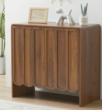 Wirrytor Modern Wood Buffet Sideboard with 2 Wave Doors
