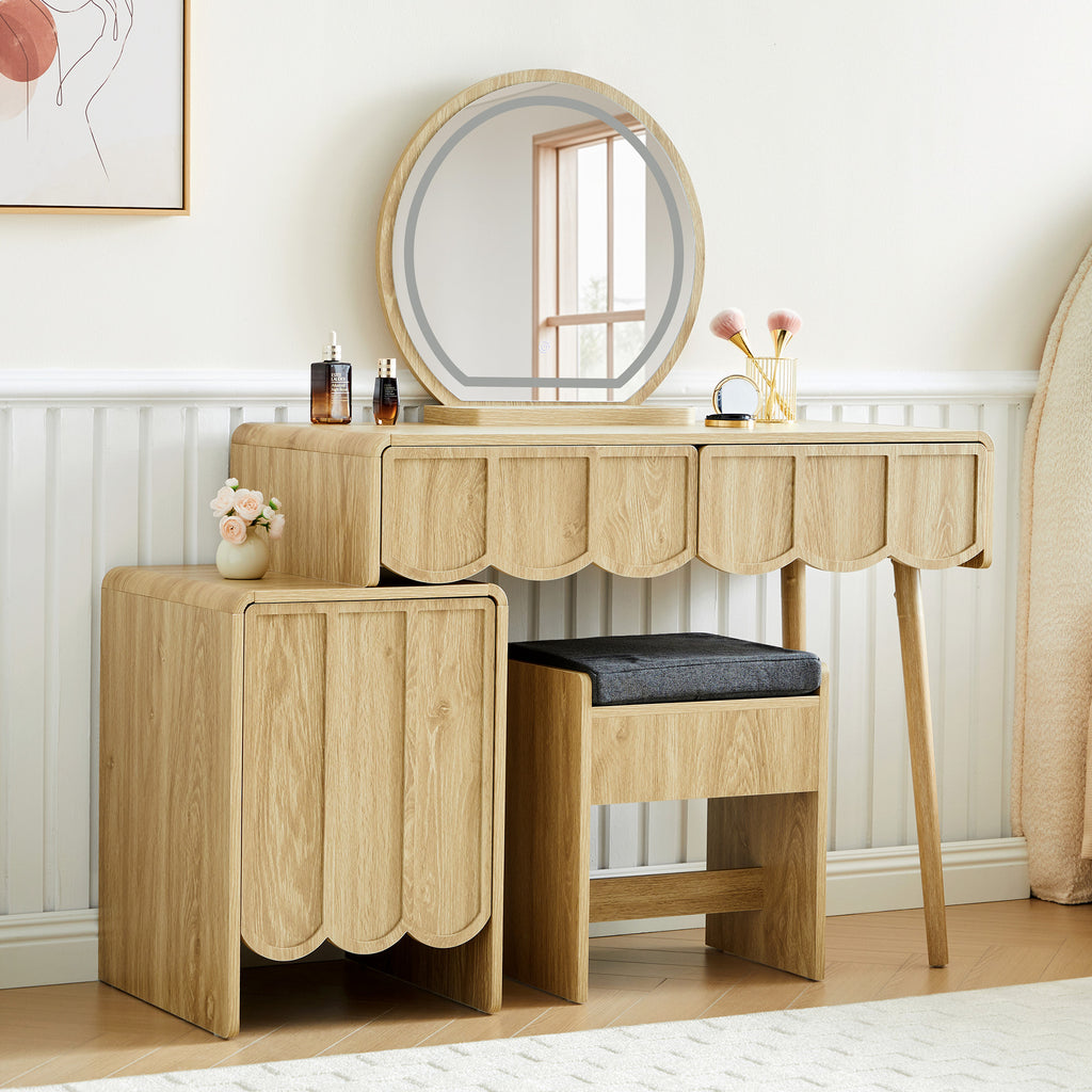 Wirrytor Farmhouse Vanity Desks with Light Mirrors