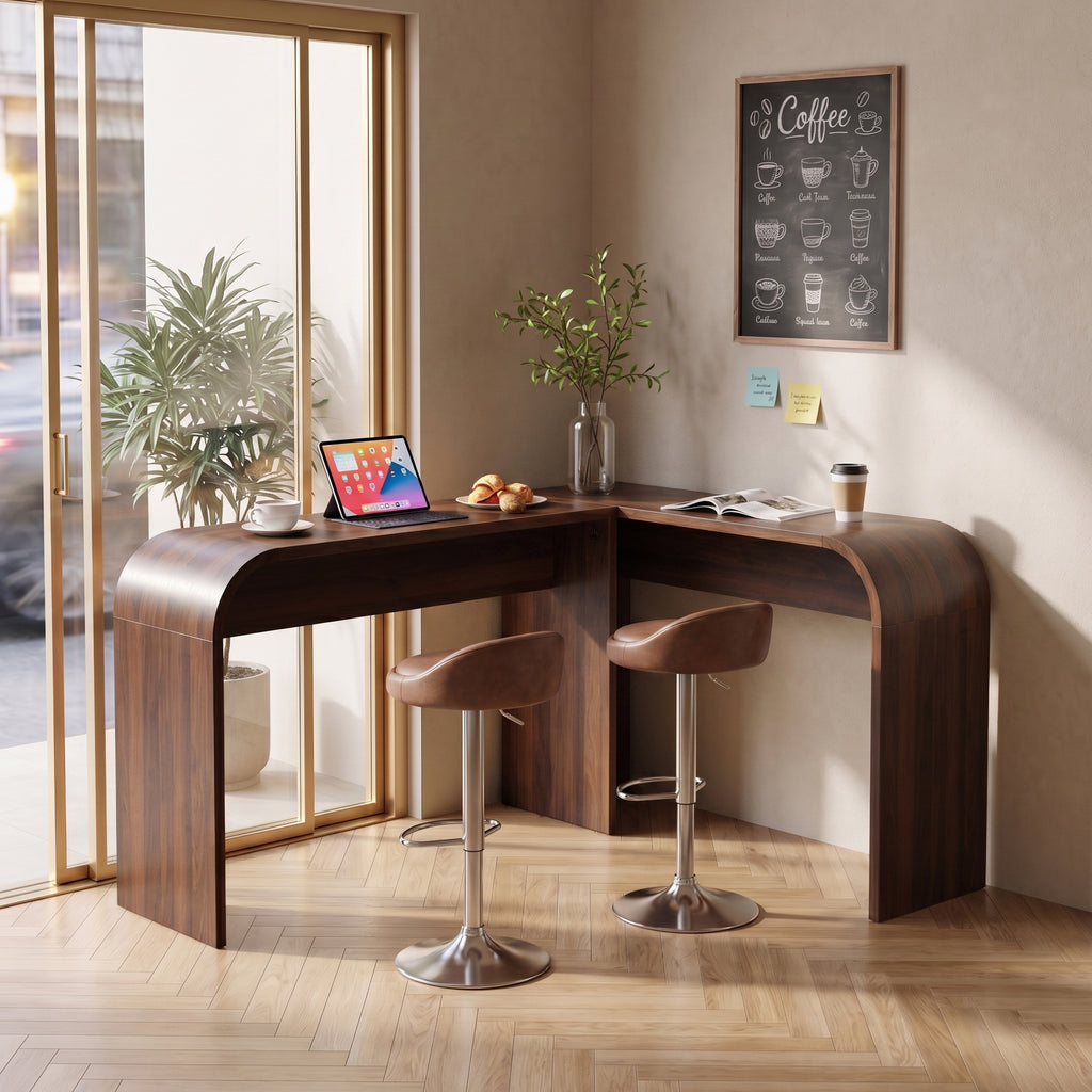 WIRRYTOR 55" Modern Waterfall Bar Table, 35.4" Tall Counter Height Console Table Behind Couch, Multipurpose Narrow Kitchen Pub Table and Desk