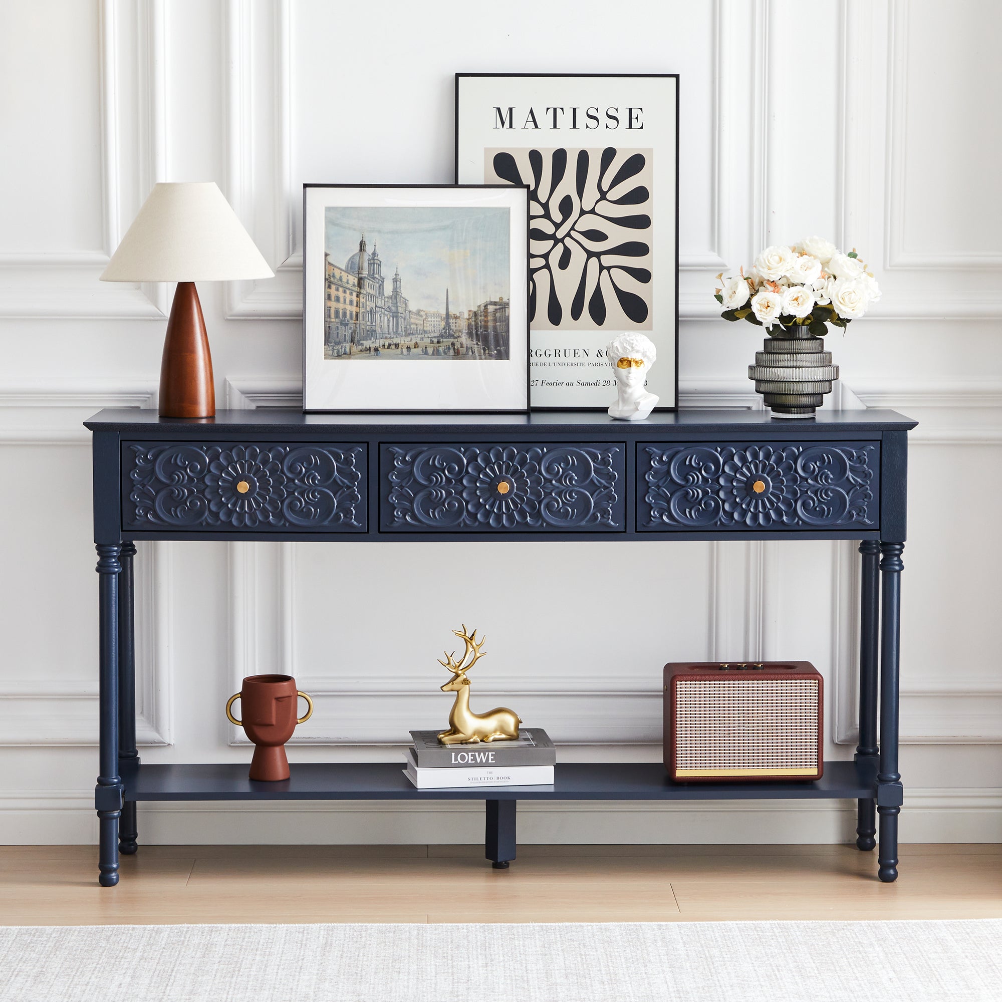 Wirrytor Retro Console Table with 2 Drawers for Narrow Entryway