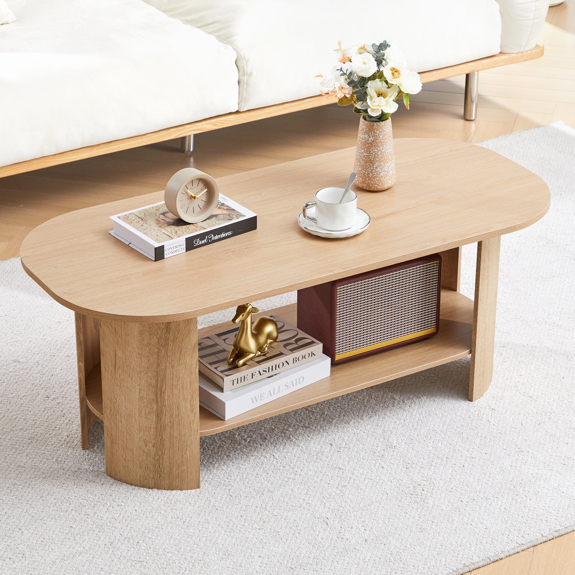 Wirrytor Oval Fluted Coffee Table with Fluted Legs