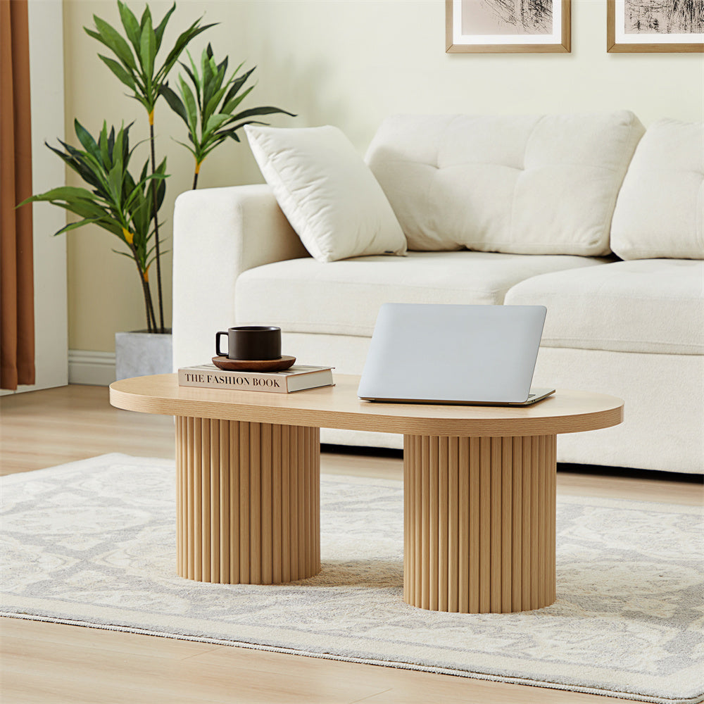 Wirrytor Oval Fluted Coffee Table with Fluted Legs