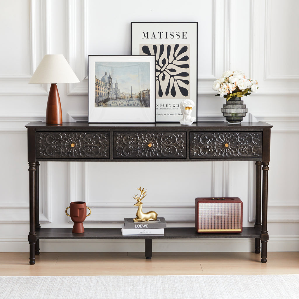 Wirrytor Retro Console Table with 2 Drawers for Narrow Entryway