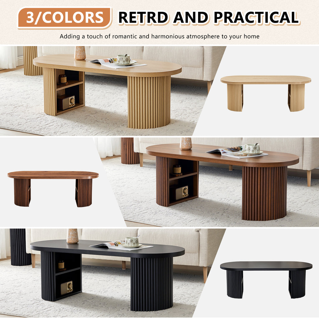 Wirrytor Oval Fluted Coffee Table with Fluted Legs