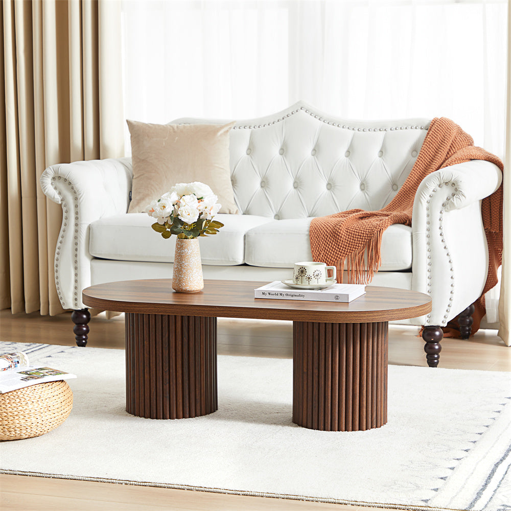 Wirrytor Oval Fluted Coffee Table with Fluted Legs
