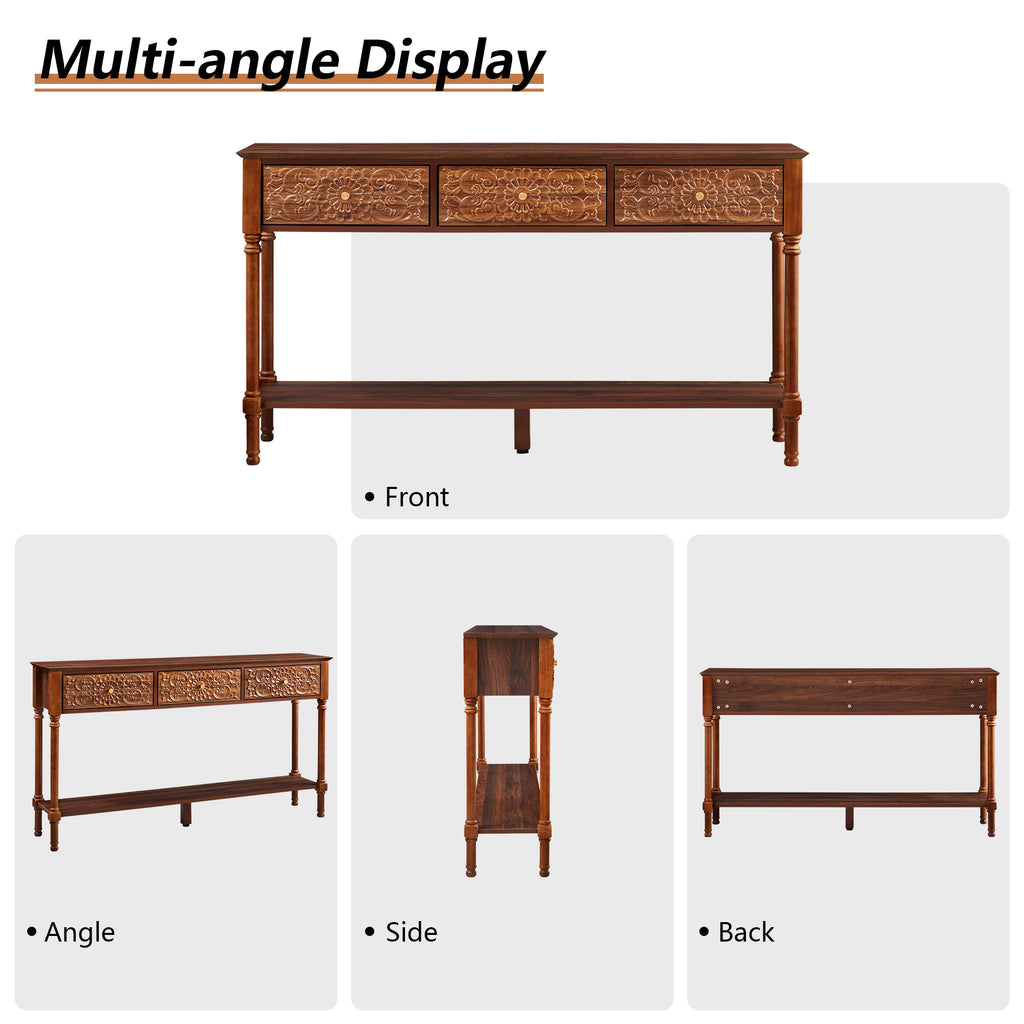 Wirrytor Retro Console Table with 2 Drawers for Narrow Entryway