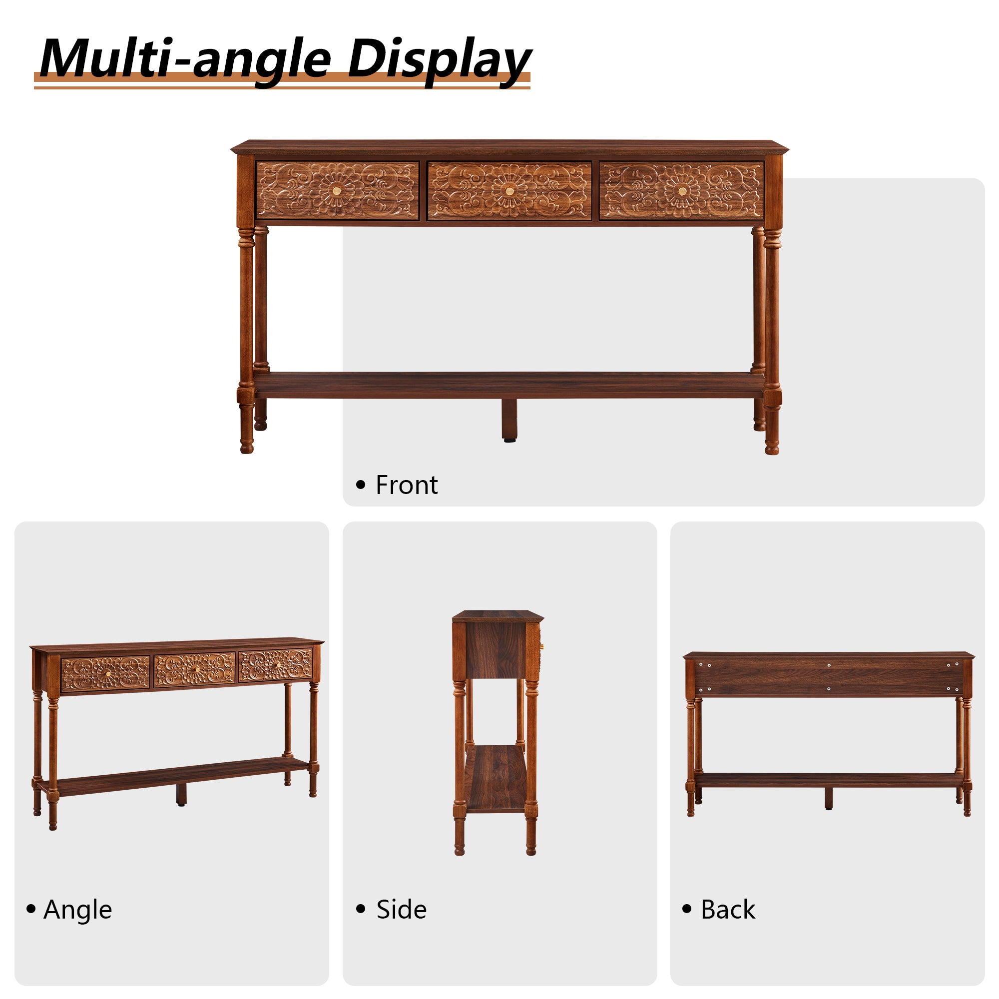 Wirrytor Retro Console Table with 2 Drawers for Narrow Entryway