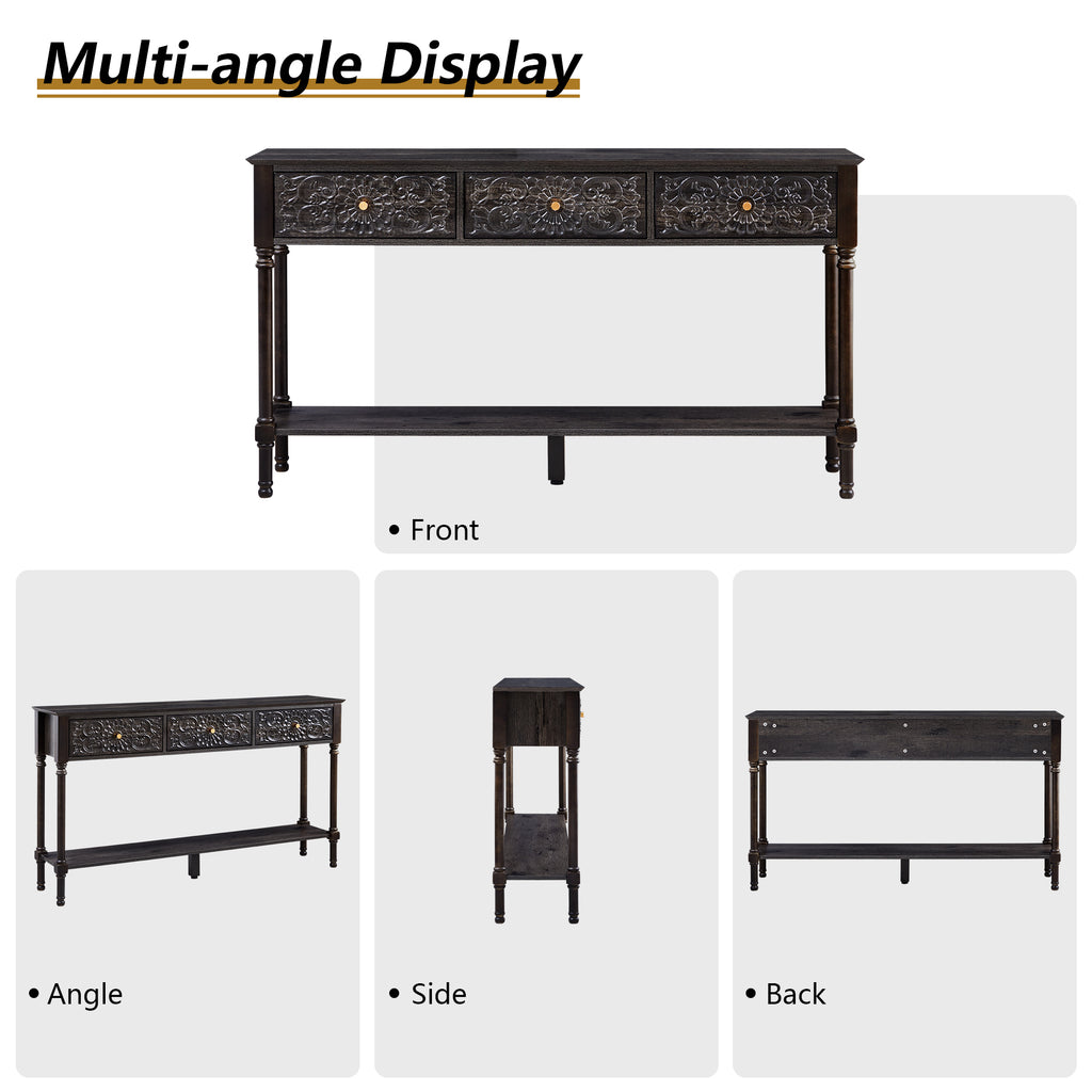 Wirrytor Retro Console Table with 2 Drawers for Narrow Entryway