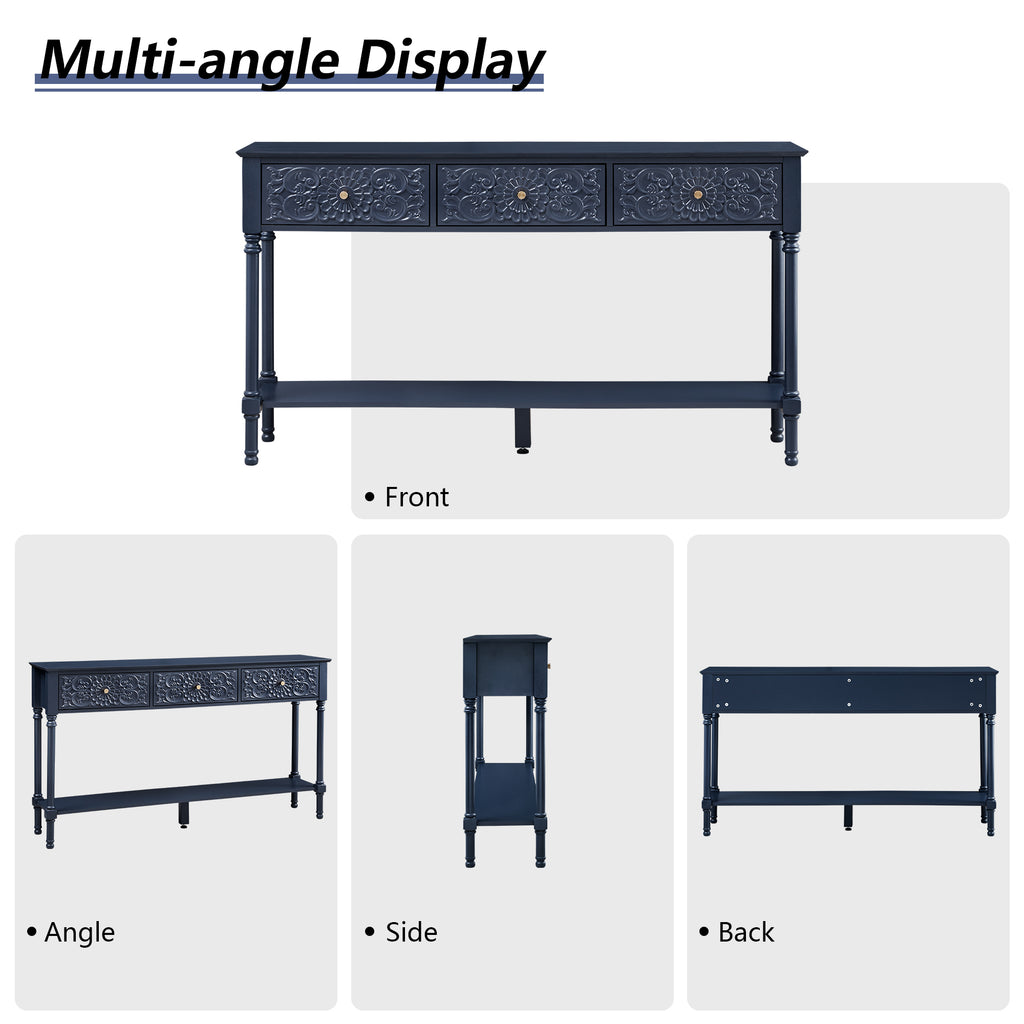 Wirrytor Retro Console Table with 2 Drawers for Narrow Entryway