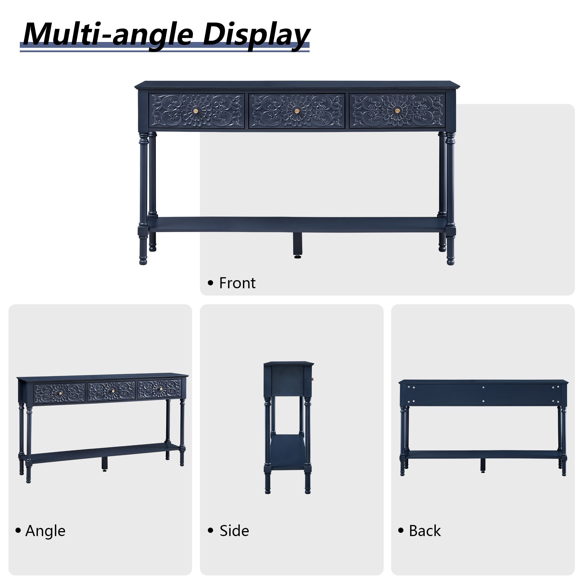 Wirrytor Retro Console Table with 2 Drawers for Narrow Entryway