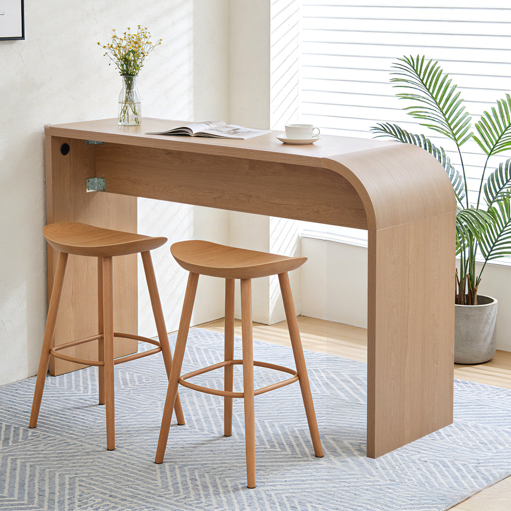 WIRRYTOR 55" Modern Waterfall Bar Table, 35.4" Tall Counter Height Console Table Behind Couch, Multipurpose Narrow Kitchen Pub Table and Desk