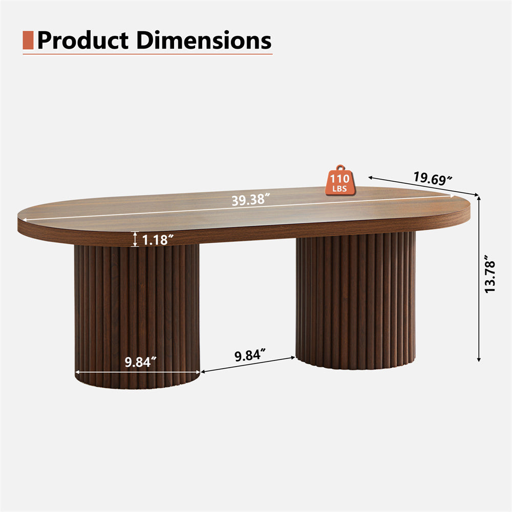 Wirrytor Oval Fluted Coffee Table with Fluted Legs