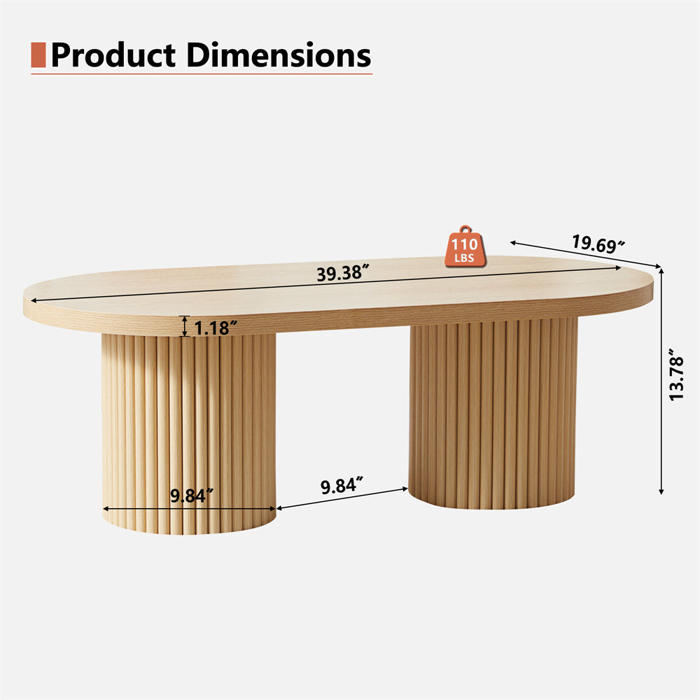 Wirrytor Oval Fluted Coffee Table with Fluted Legs