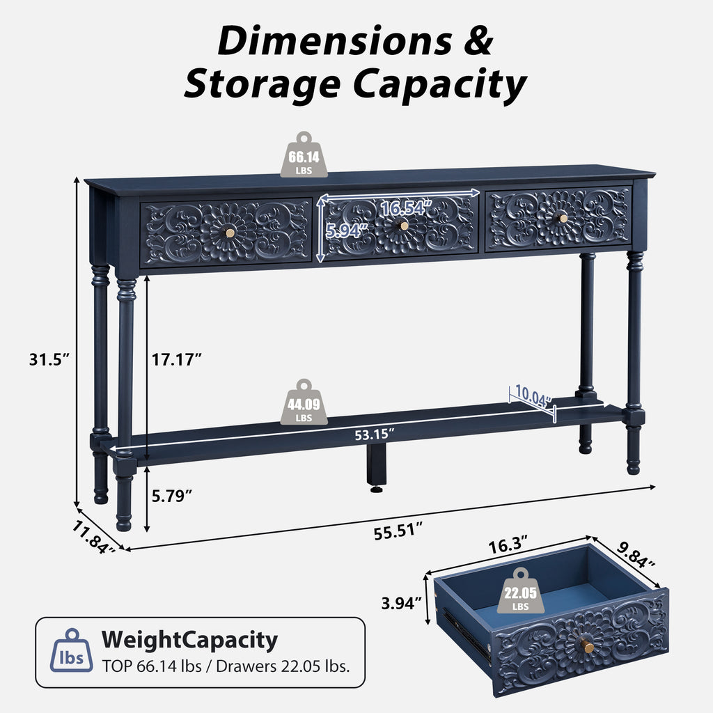 Wirrytor Retro Console Table with 2 Drawers for Narrow Entryway