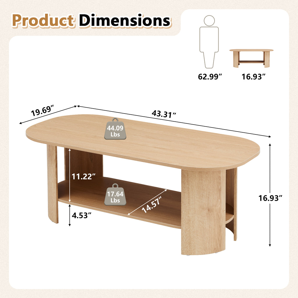 Wirrytor Oval Fluted Coffee Table with Fluted Legs