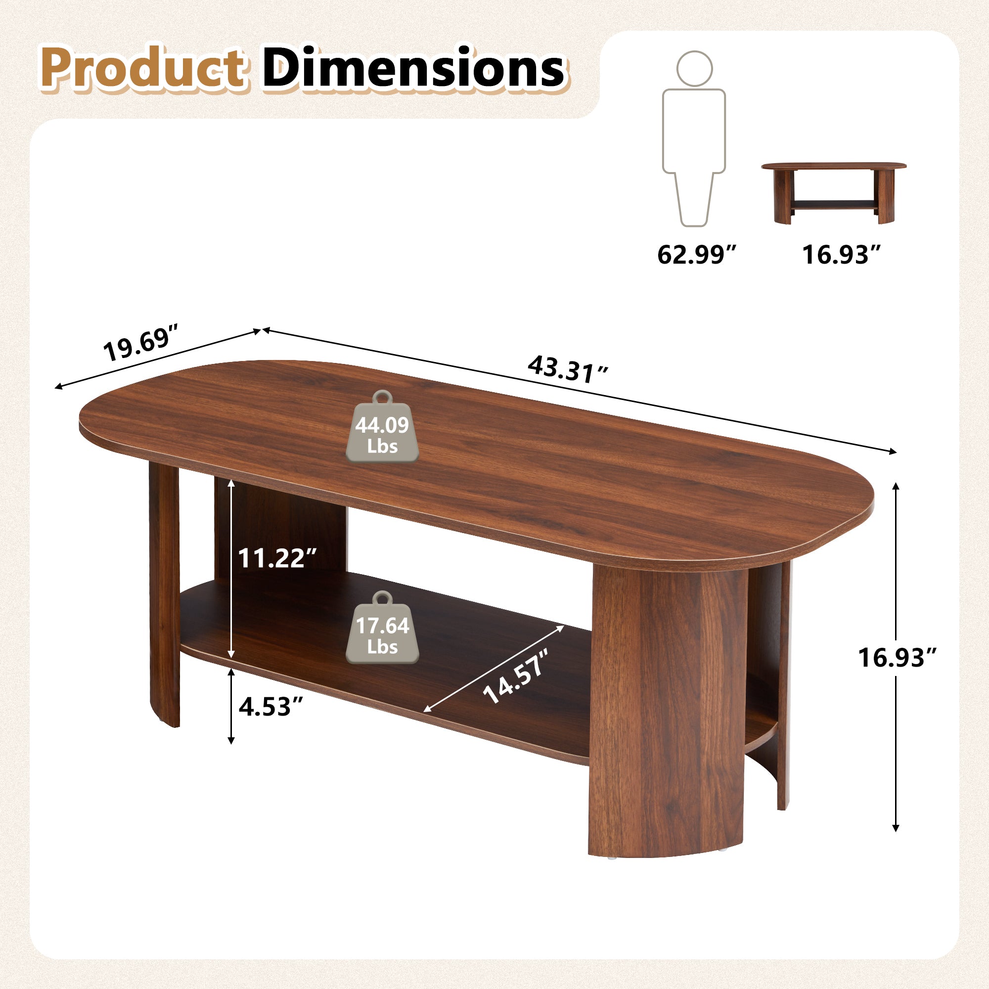 Wirrytor Oval Fluted Coffee Table with Fluted Legs