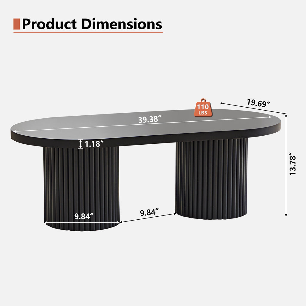 Wirrytor Oval Fluted Coffee Table with Fluted Legs