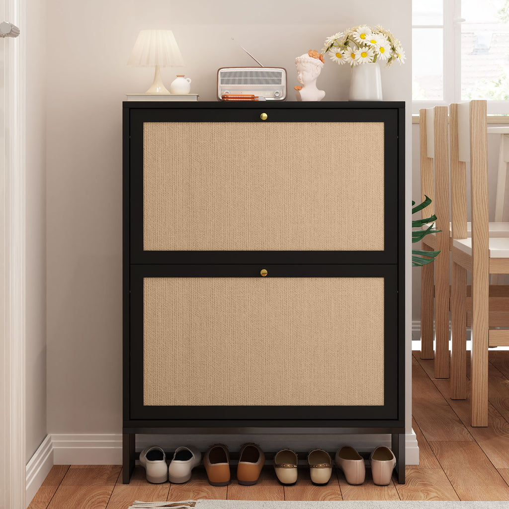 Wirrytor Shoe Storage Cabinet with Flip Drawers for Entryway, Freestanding Shoe Organizer, Holds up to 20 Pairs of Shoes (Walnut)