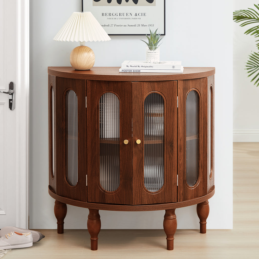 WIRRYTOR Modern Sideboard Buffet Cabinet, Fluted Accent Credenza, Black - Ideal for Living Room, Dining Room, Kitchen