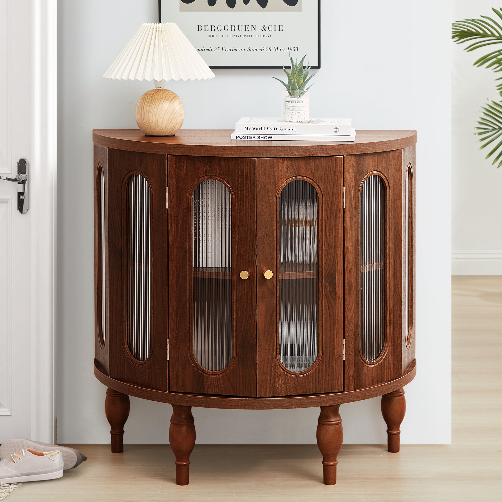 WIRRYTOR Modern Sideboard Buffet Cabinet, Fluted Accent Credenza, Black - Ideal for Living Room, Dining Room, Kitchen