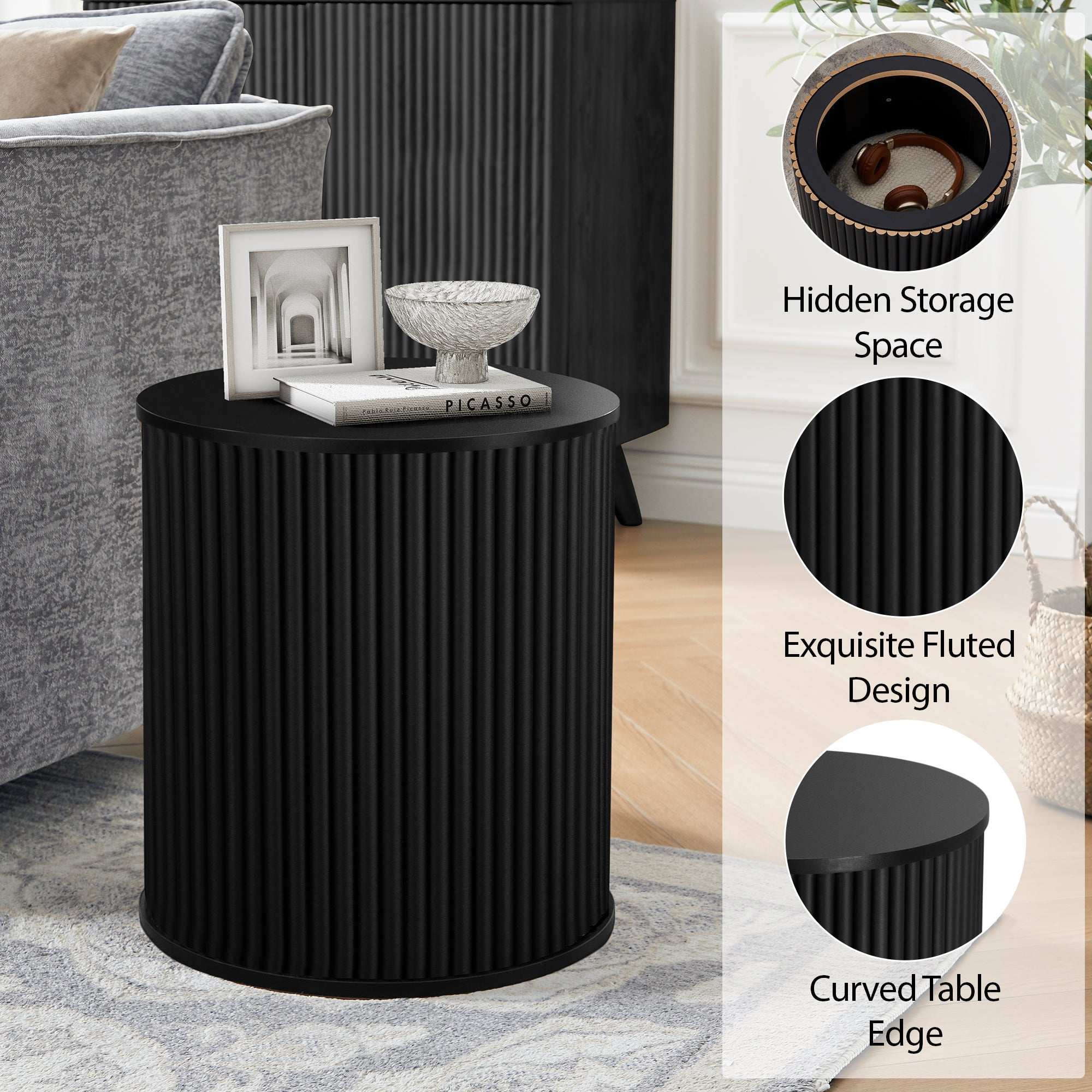 Wirrytor Round Side Table for living room set of 2