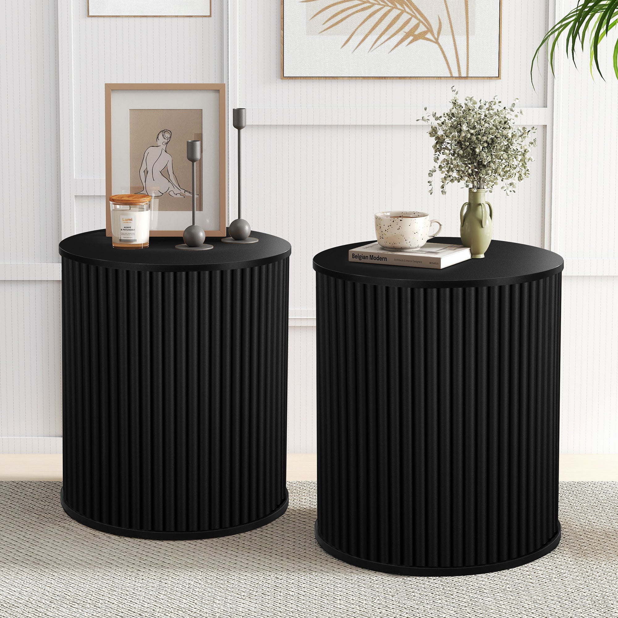 Wirrytor Round Side Table for living room set of 2