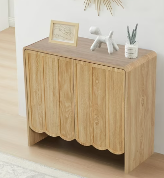 Wirrytor Modern Wood Buffet Sideboard with 2 Wave Doors