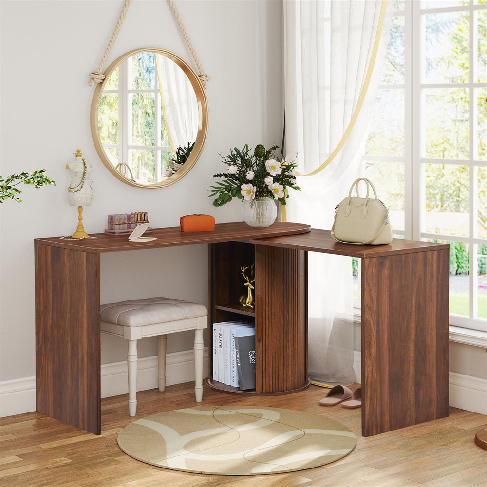 Wirrytor L Shaped Desk Corner Office Desk Computer Desk with Storage Cabinet
