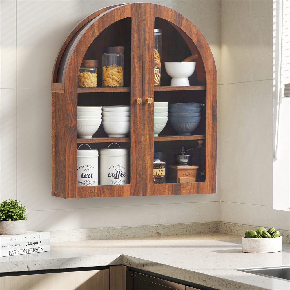 Wirrytor Arched Wall Cabinet with Glass Door
