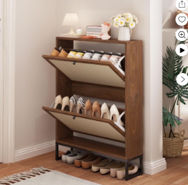 Wirrytor Shoe Storage Cabinet with Flip Drawers for Entryway, Freestanding Shoe Organizer, Holds up to 20 Pairs of Shoes (Walnut)