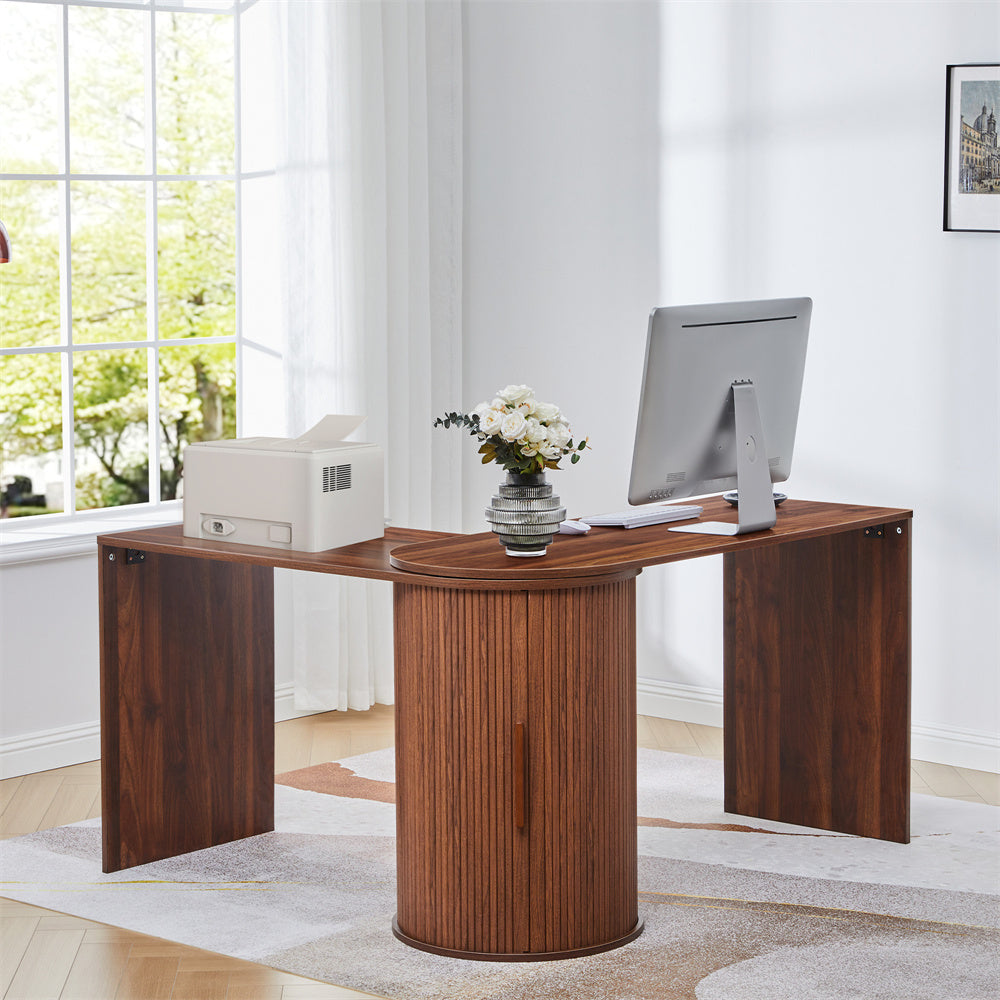 Wirrytor L Shaped Desk Corner Office Desk Computer Desk with Storage Cabinet