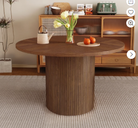 Wirrytor 47 ' Round Circle Wooden Pedestal Dining Table, with Round Tabletop & Curved Trestle Legs in Antiqued Brown Finish, Place Dining Table, Bistro