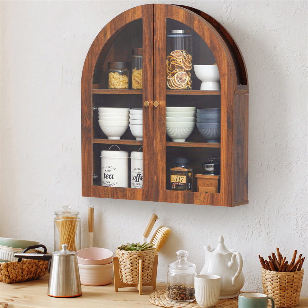 Wirrytor Arched Wall Cabinet with Glass Door