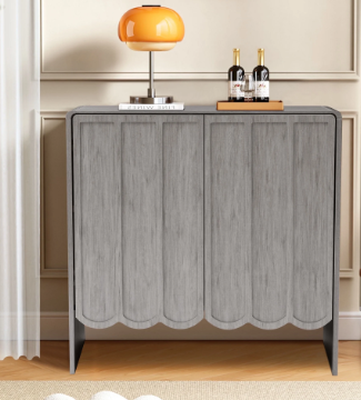 Wirrytor Modern Wood Buffet Sideboard with 2 Wave Doors
