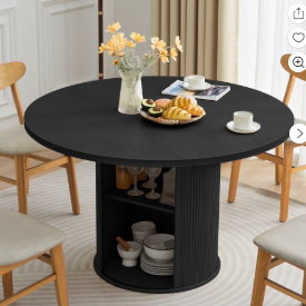 Wirrytor 47 ' Round Circle Wooden Pedestal Dining Table, with Round Tabletop & Curved Trestle Legs in Antiqued Brown Finish, Place Dining Table, Bistro