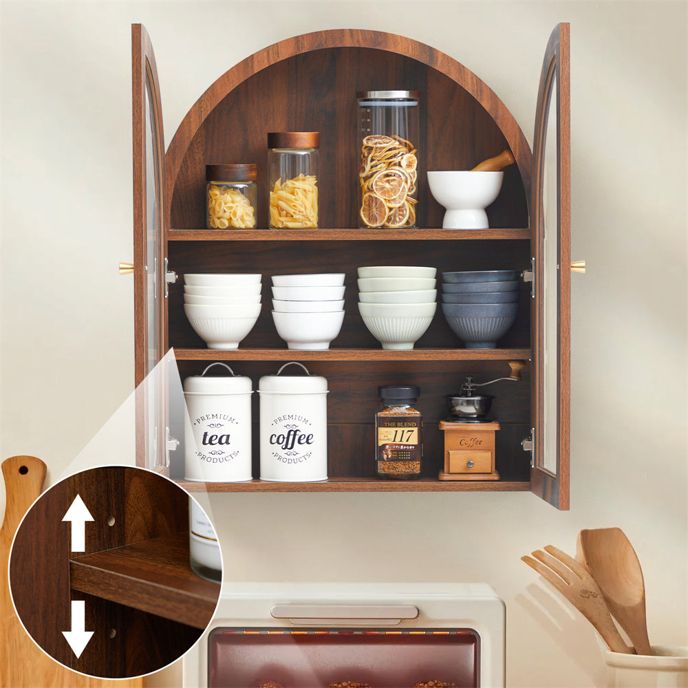 Wirrytor Arched Wall Cabinet with Glass Door