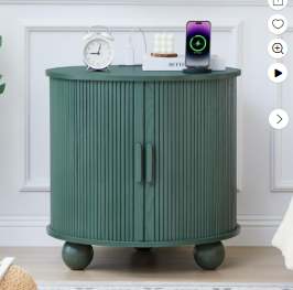 Wirrytor Side Table with Charging Station, The Table Behind the Sofa with Storage Space and Sliding Door, Bedside Table Accent Cabinet for Living Room, Bedroom, Entryway